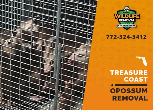 Opossum family trapped in a cage in the Treasure Coast