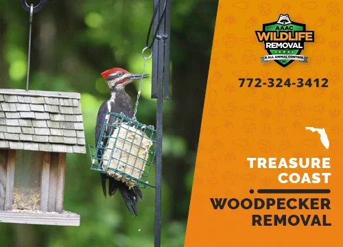 woodpecker eating suet near birdfeeder in the Treasure Coast